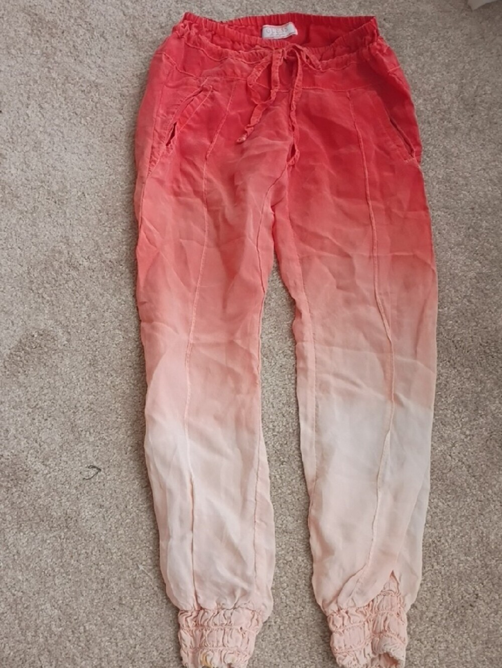 Guess Y2K Olsenboye Coral to Cream Ombre Drawstring Pants